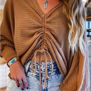 Elegant V-Neck Brown Sweater